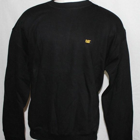 NEW CAT Caterpillar Workwear Black Crew Sweatshirt Mens - Picture 1 of 3